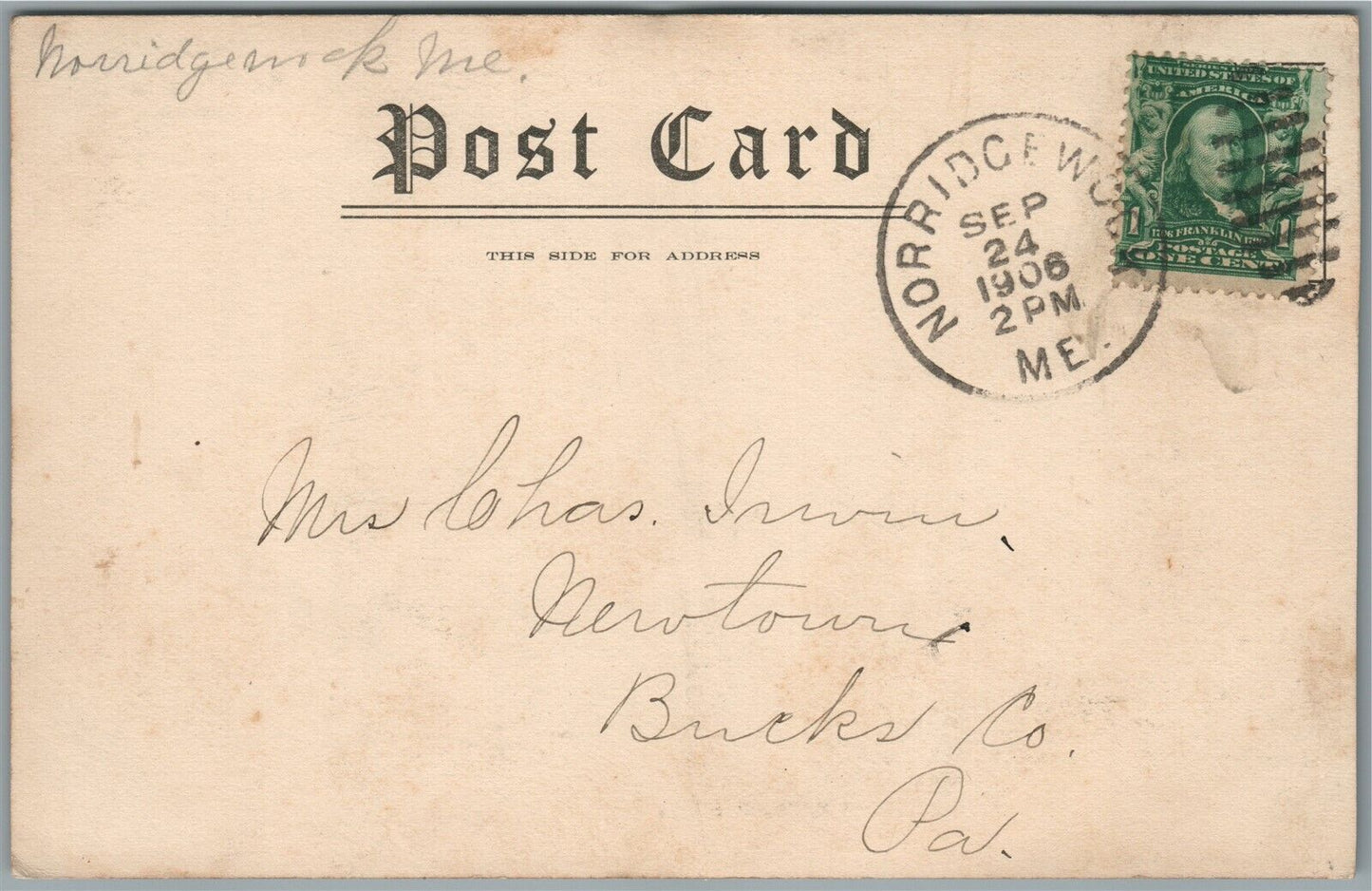 SKOWHEGAN ME RAILROAD STATION RAILWAY DEPOT ANTIQUE POSTCARD