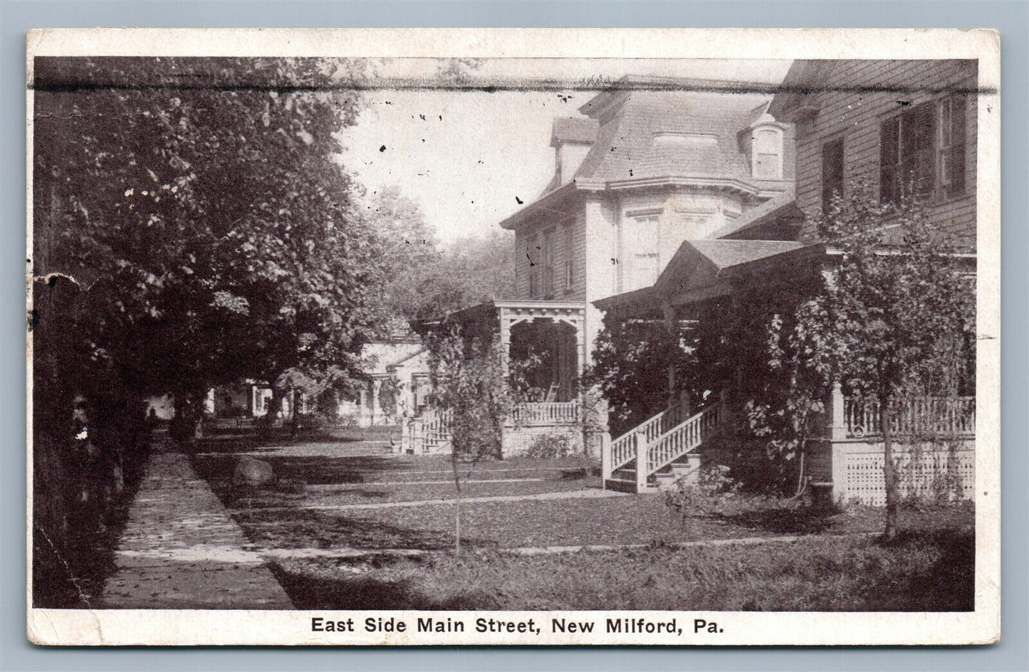 NEW MILFORD PA EAST SIDE MAIN STREET ANTIQUE POSTCARD