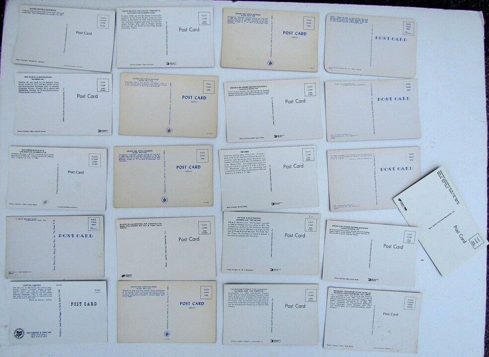 LOT OF 21 VINTAGE POSTCARDS train railway railroad