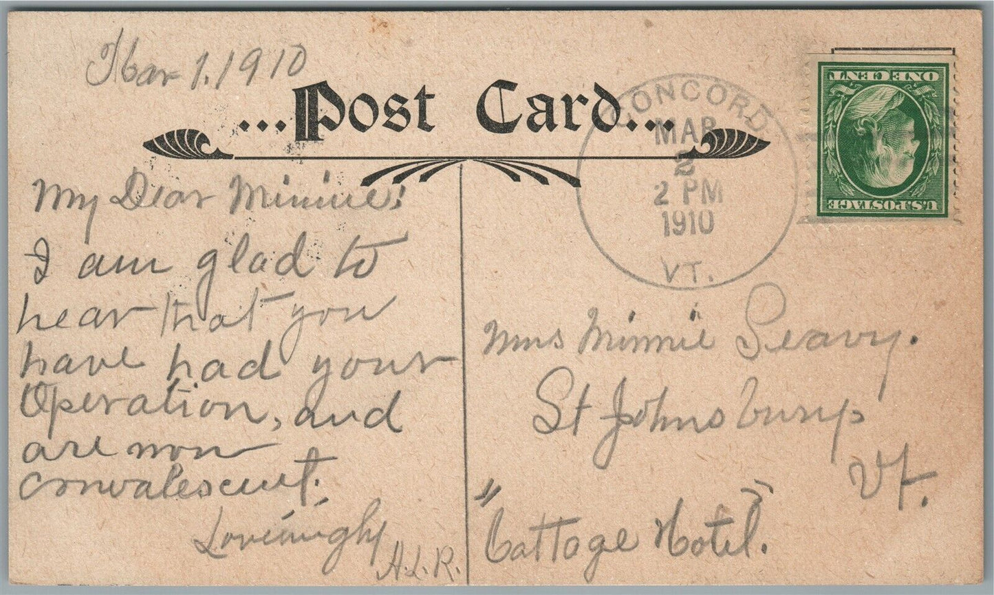 CONCORD VT GENERAL VIEW ANTIQUE POSTCARD