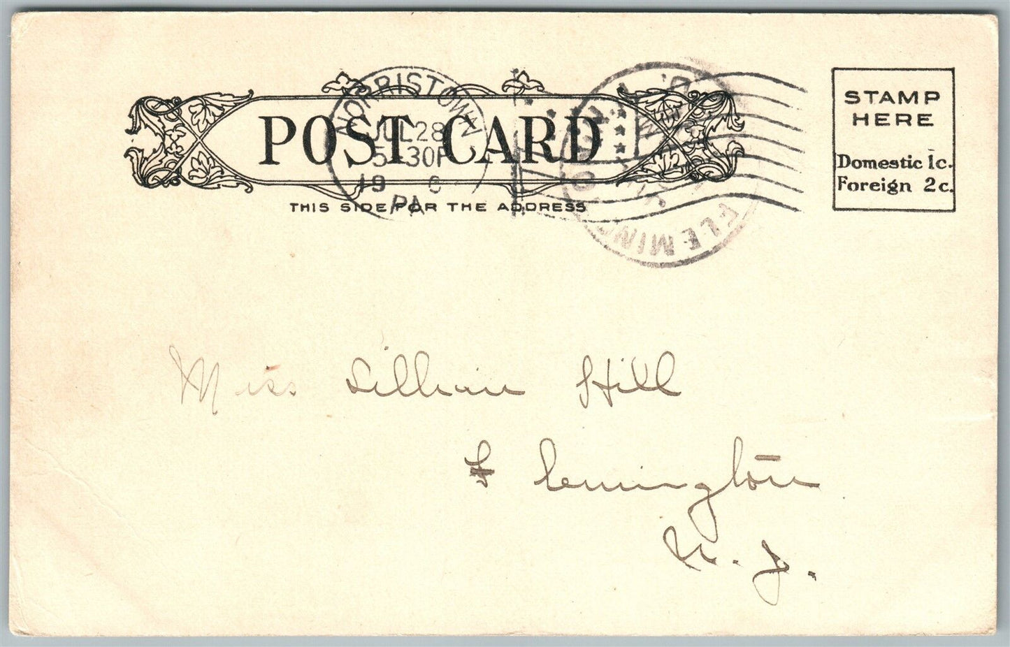 NORRISTOWN PA WEST MAIN STREET UNDIVIDED 1906 ANTIQUE POSTCARD