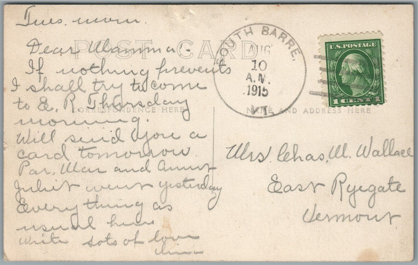 BARRE VT CITY HOSPITAL 1915 ANTIQUE REAL PHOTO POSTCARD RPPC