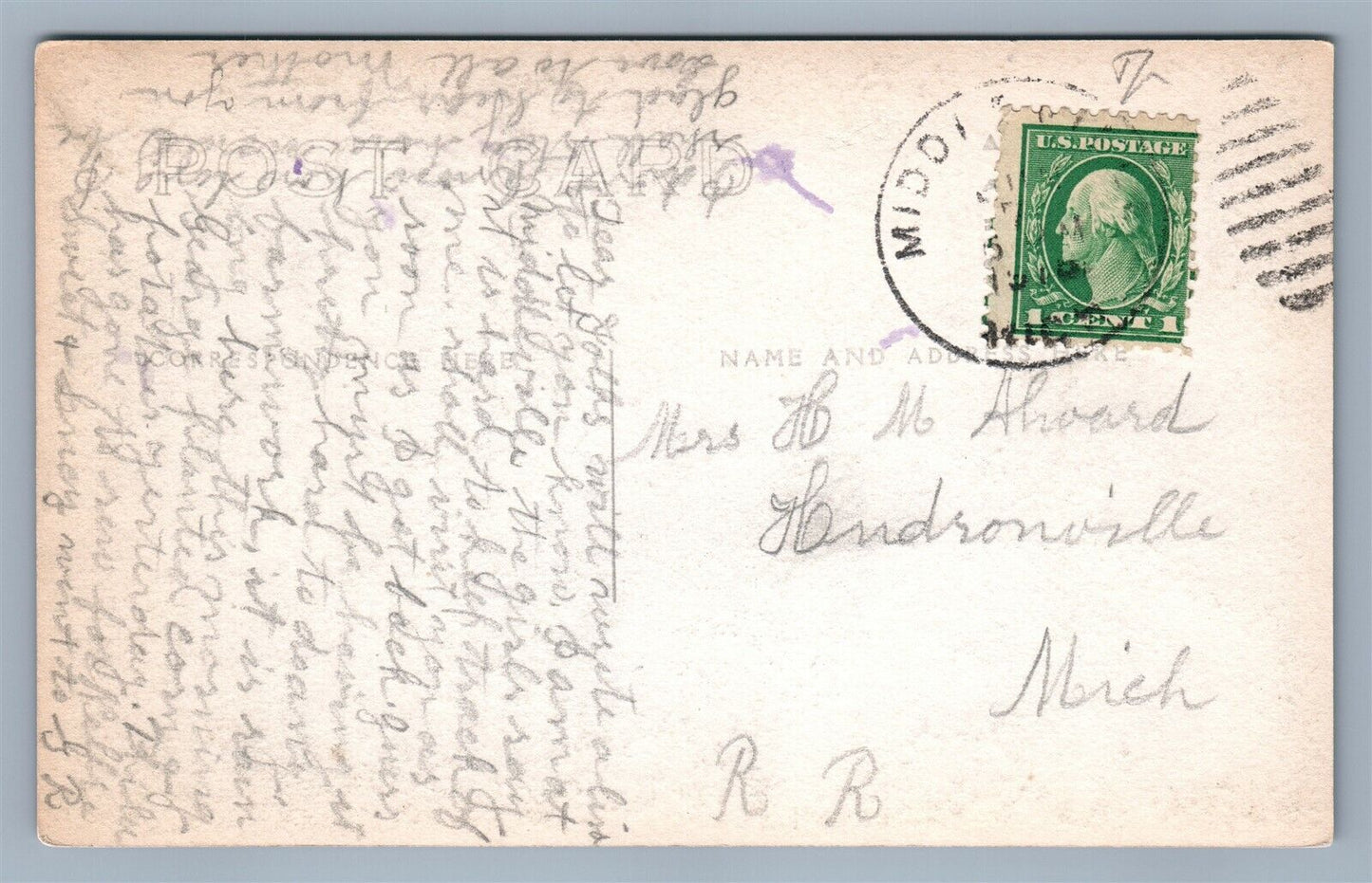 MIDDLEVILLE MI MAIN STREET BRIDGE ANTIQUE REAL PHOTO POSTCARD RPPC