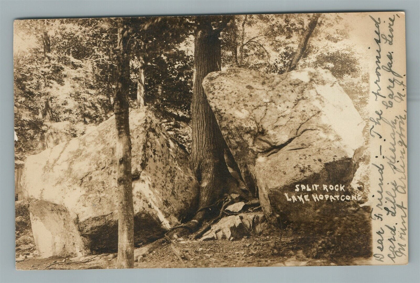 LAKE HOPATCONG NJ SPLIT ROCK ANTIQUE REAL PHOTO POSTCARD RPPC