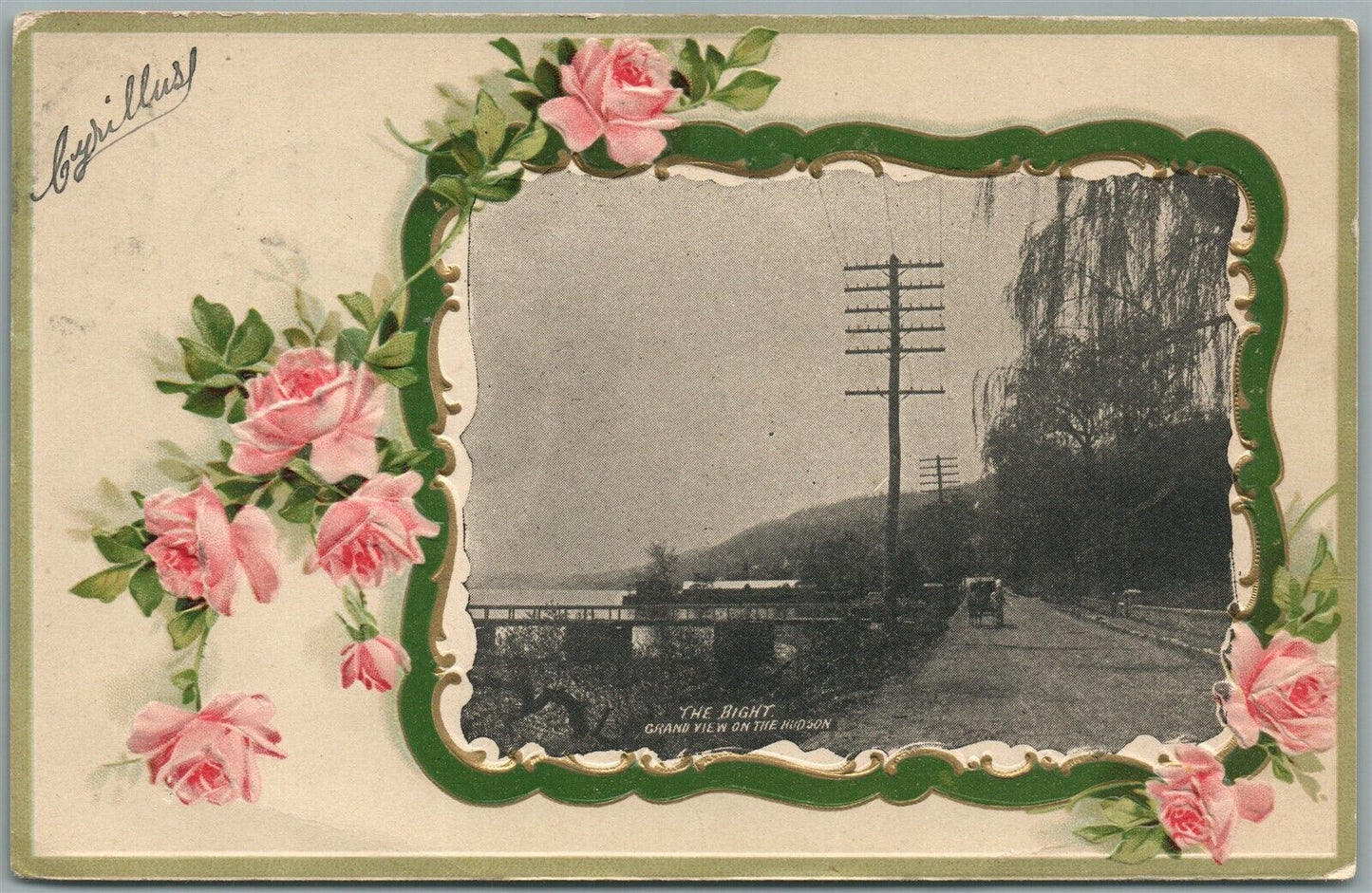 THE BIGHT GRAND VIEW ON HUDSON NY ANTIQUE POSTCARD
