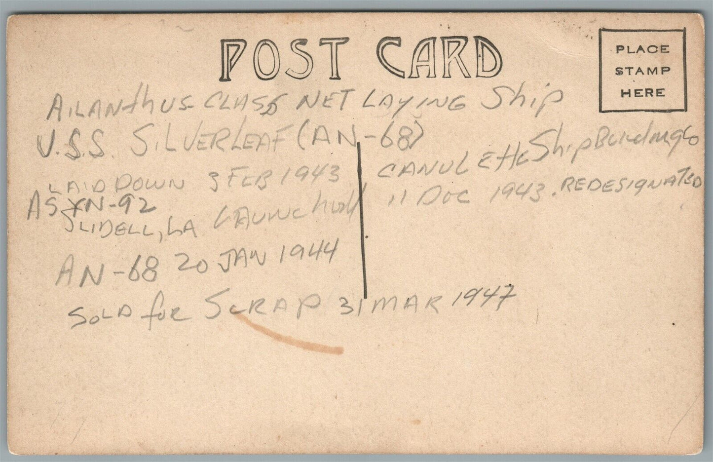 USS SILVER LEAF FOUGHT w/SUBMARINE & SINKING IT ANTIQUE REAL PHOTO POSTCARD RPPC