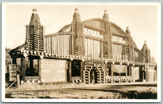 SUTHERLIN OR LARGEST LOG HOUSE IN THE WORLD ANTIQUE REAL PHOTO POSTCARD RPPC