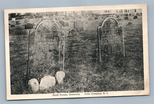LITTLE COMPTON RI HEAD STONES CEMETERY ANTIQUE POSTCARD
