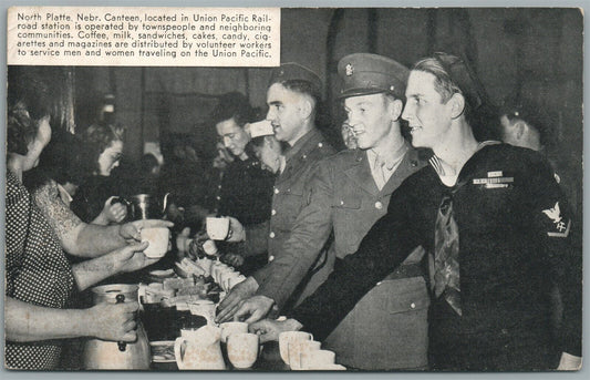 NORTH PLATTE NE CANTEEN in RAILROAD STATION ANTIQUE POSTCARD