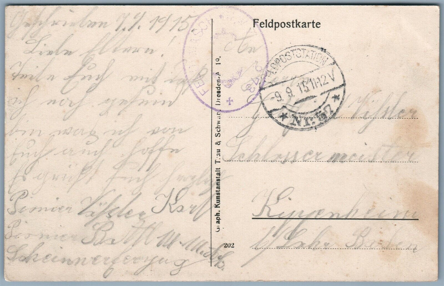 GERMAN WWI FELDPOSTKARTE 1915 ANTIQUE POSTCARD BELMONT CASTLE RUINS SWITZERLAND