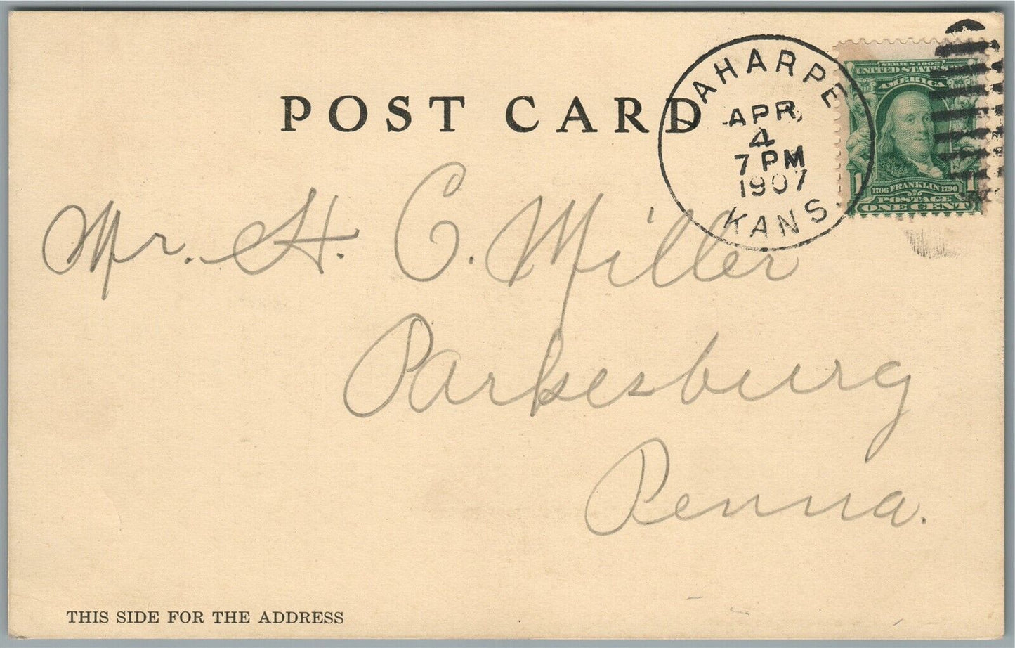 LA HARPE'S KS BUSINESS BLOCK ANTIQUE POSTCARD