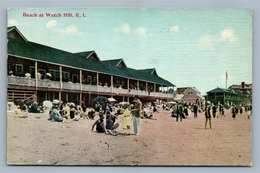 WATCH HILL RI BEACH ANTIQUE POSTCARD