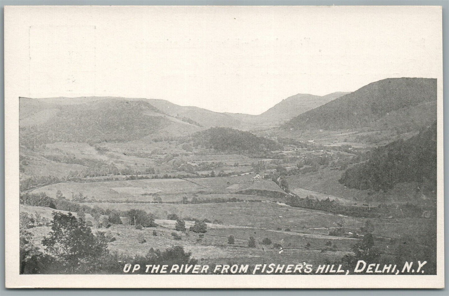 DEHLI NY UP THE RIVER FROM FISHERS HILL ANTIQUE POSTCARD