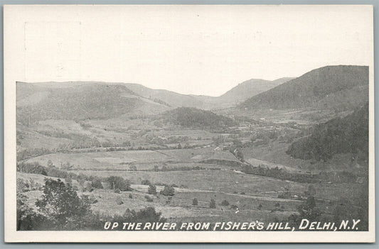 DEHLI NY UP THE RIVER FROM FISHERS HILL ANTIQUE POSTCARD