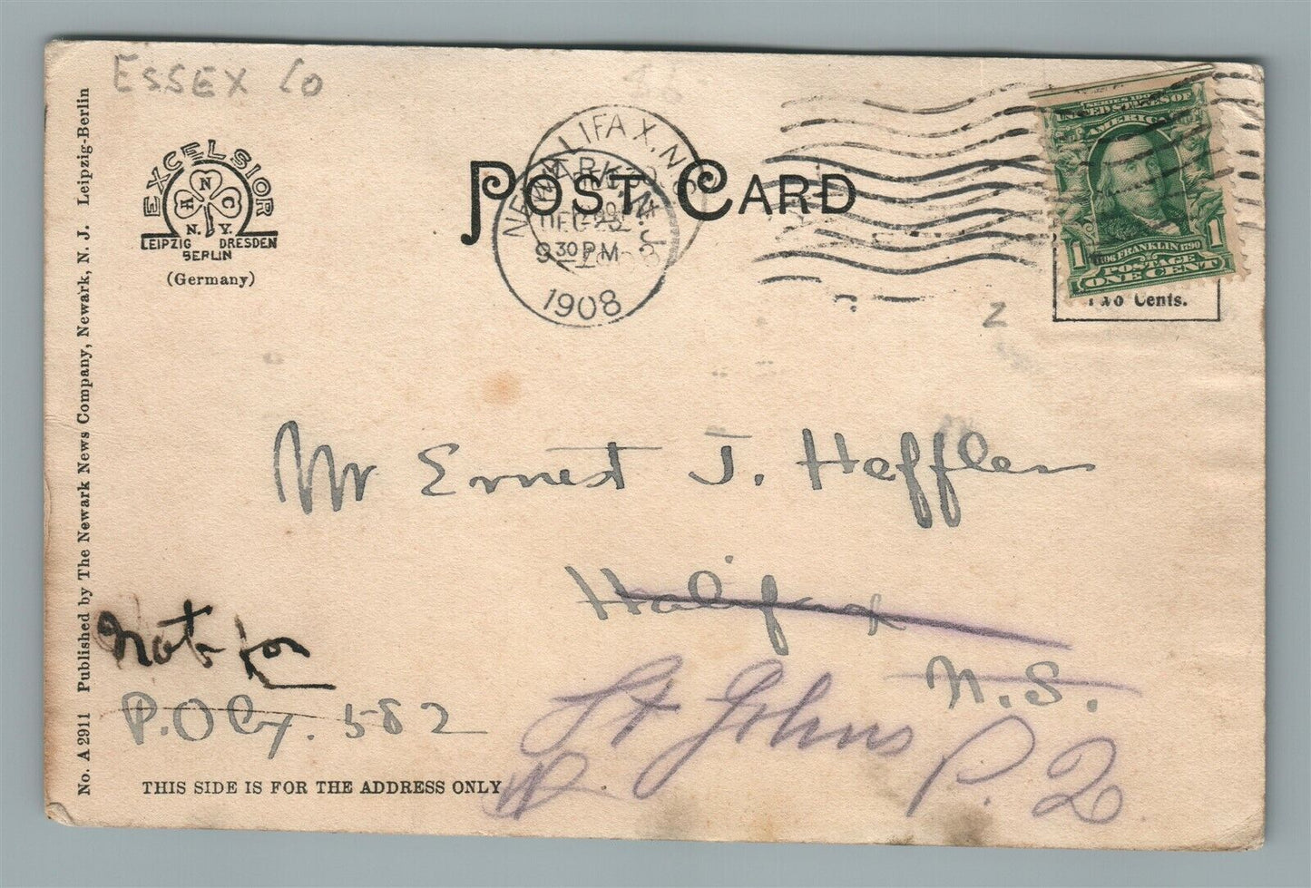 NEWARK NJ GENERAL PHIL. KEARNEY HOMESTEAD ANTIQUE POSTCARD