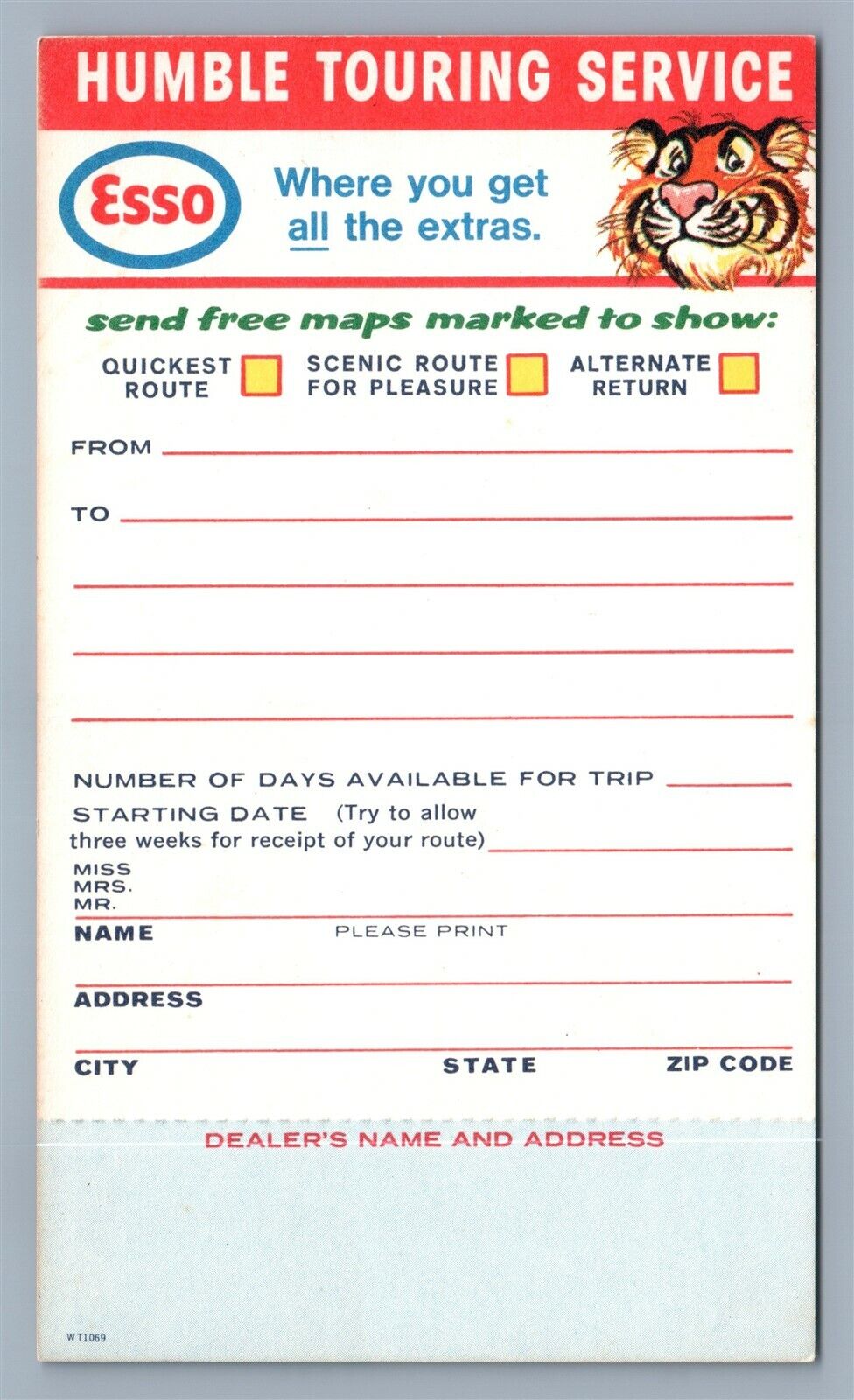 HUMBLE TOURING SERVICE TRAVEL by CAR ADVERTISING NEW YORK NY ANTIQUE POSTCARD