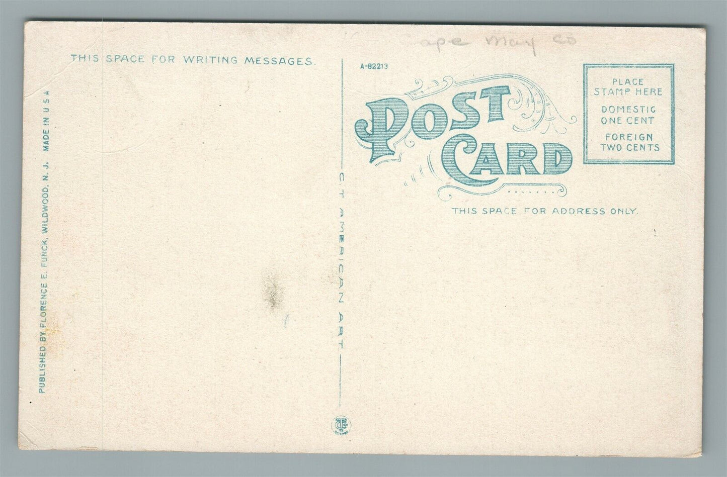 WILDWOOD NJ ARCADIA HOTEL ANTIQUE POSTCARD