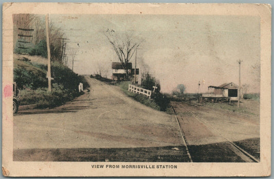 VIEW FROM MORRISTOWN RAILROAD STATION NY ANTIQUE POSTCARD