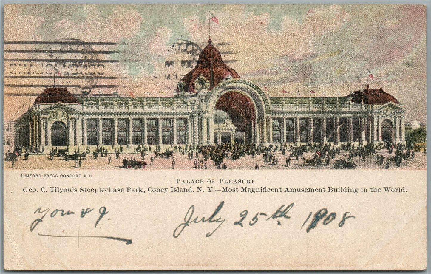 BROOKLYN NY CONEY ISLAND PALACE OF PLEASURE ANTIQUE POSTCARD