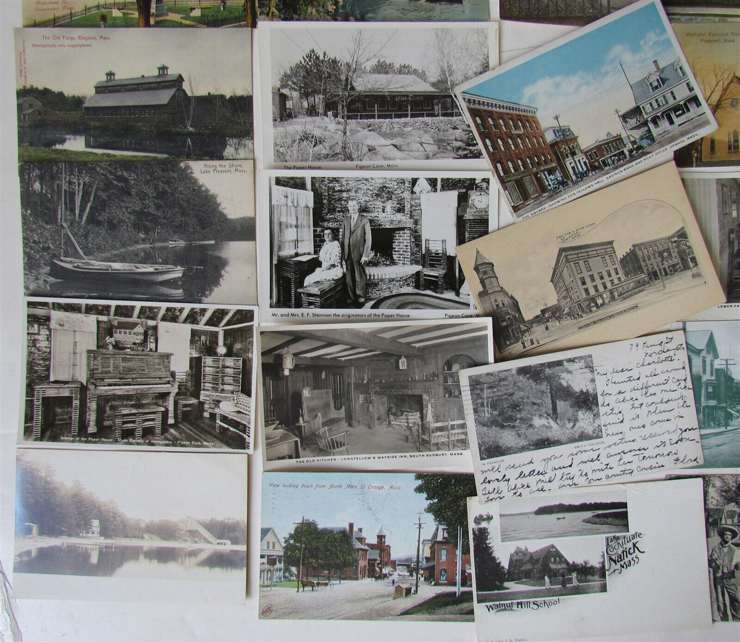MASSACHUSETTS lot of 48 MA ANTIQUE POSTCARDS