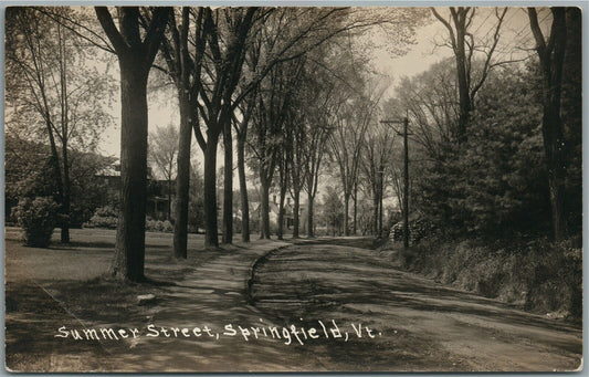SPRINGFIELD VT SUMMER STREET ANTIQUE REAL PHOTO POSTCARD RPPC