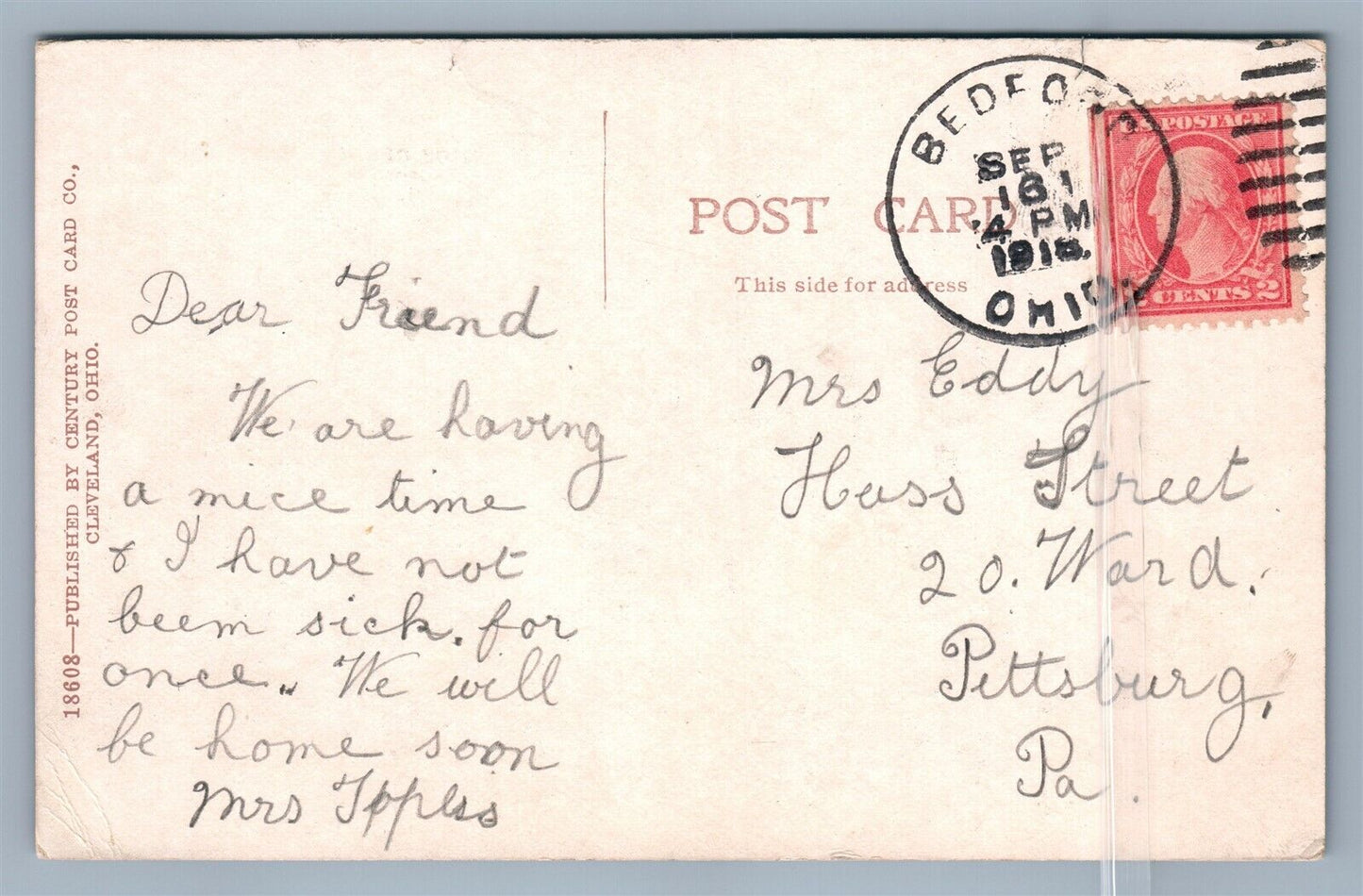 CLEVELAND OH EUCLID BEACH 1918 ANTIQUE POSTCARD w/ CORK CANCEL