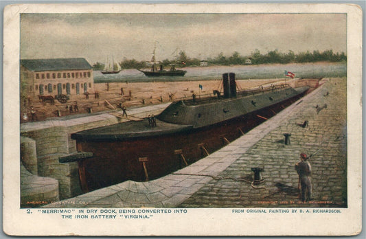 JAMESTOWN EXPO MERRIMAC SUBMARINE LUNA PARK NY ADVERTISING ANTIQUE POSTCARD