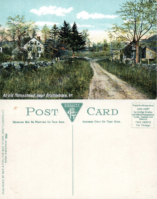 BRATTLEBORO VT OLD HOMESTEAD ANTIQUE POSTCARD