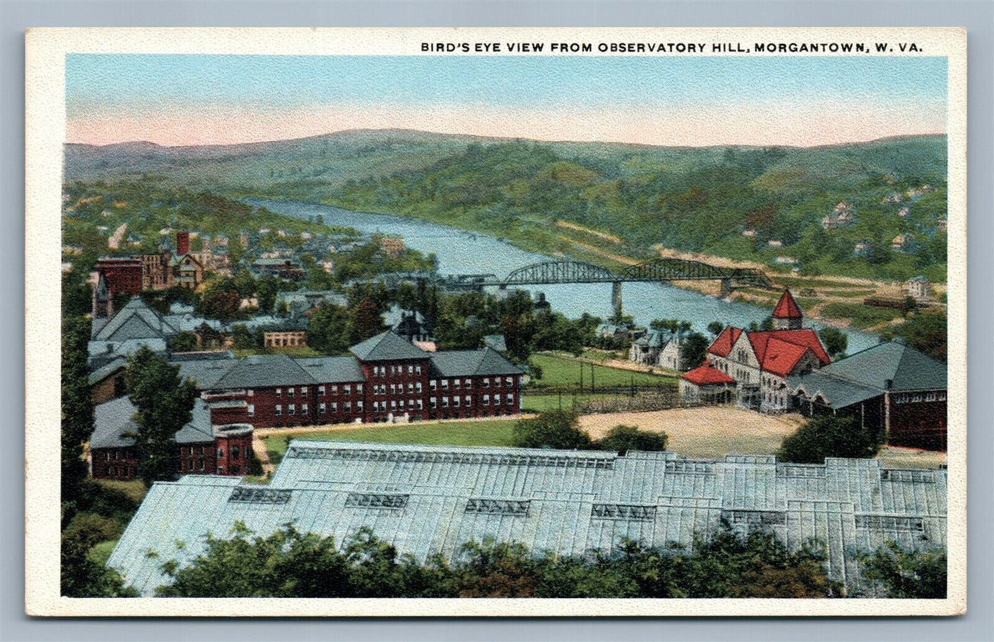 MORGANTOWN W.Va BIRDSEYE VIEW ANTIQUE POSTCARD