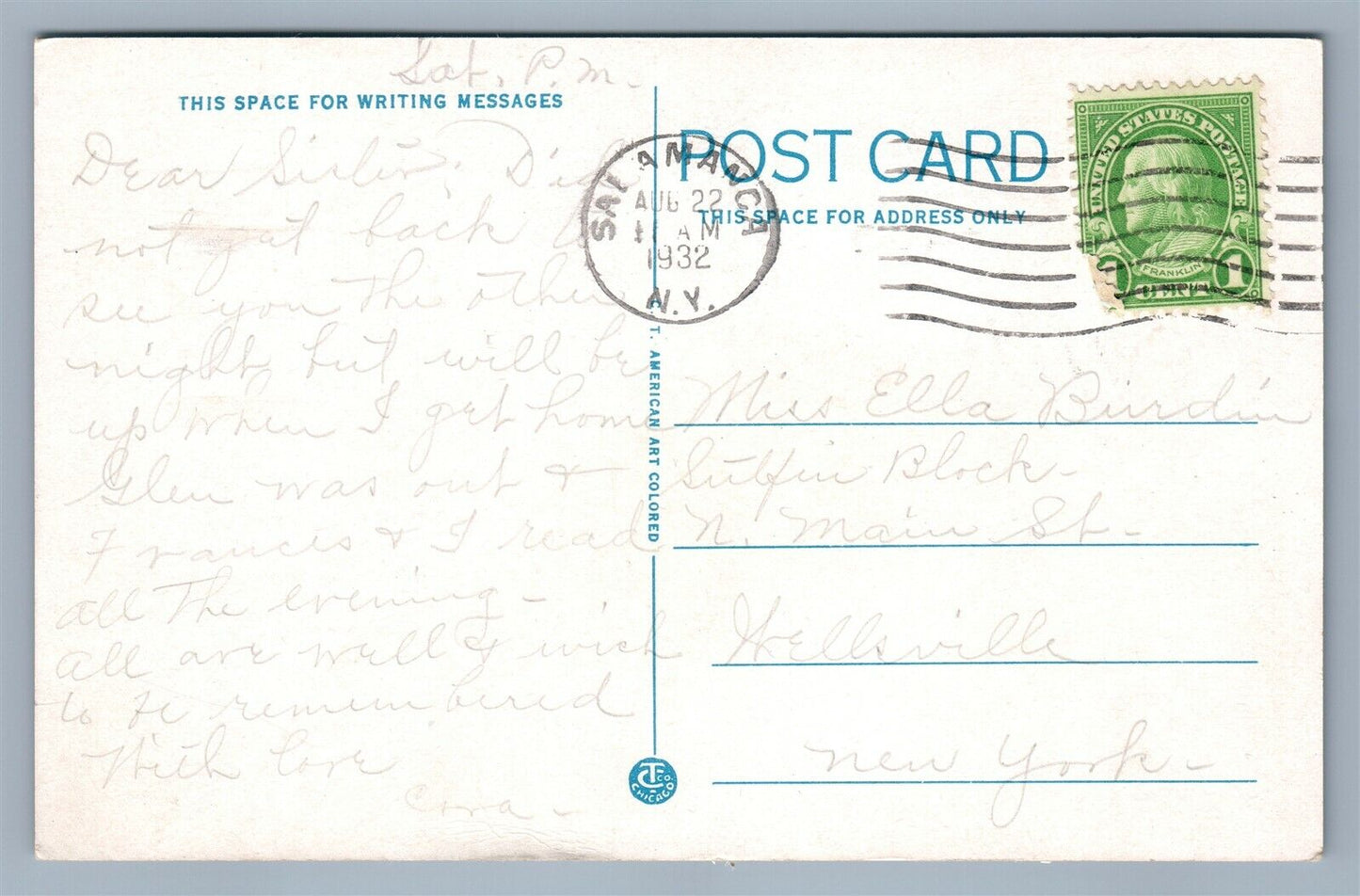 SALAMANCA NY MAIN STREET ANTIQUE POSTCARD