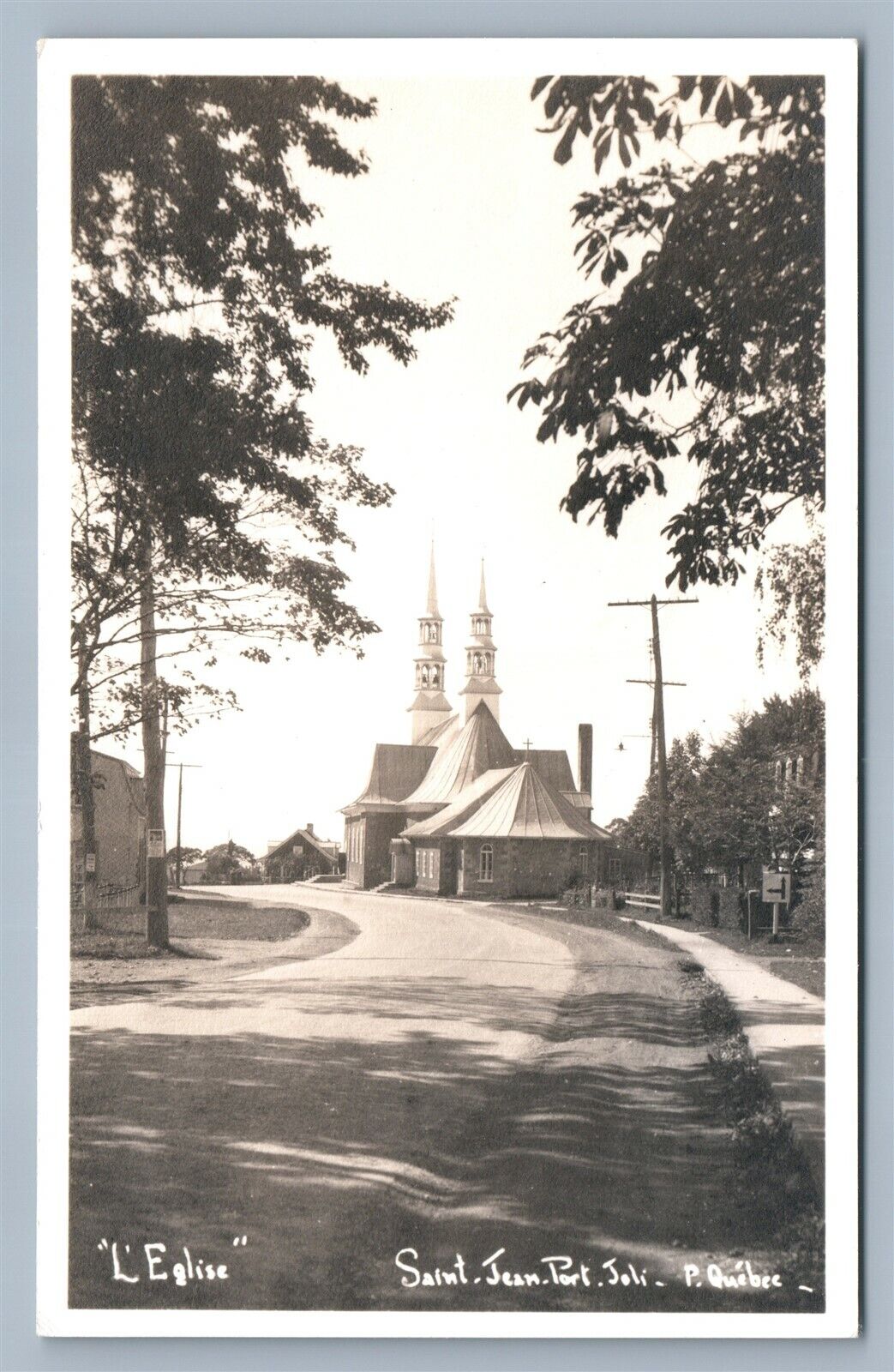 SAINT JEAN PORT JOLI QUE CANADA L'EGLISE VINTAGE REAL PHOTO POSTCARD RPPC