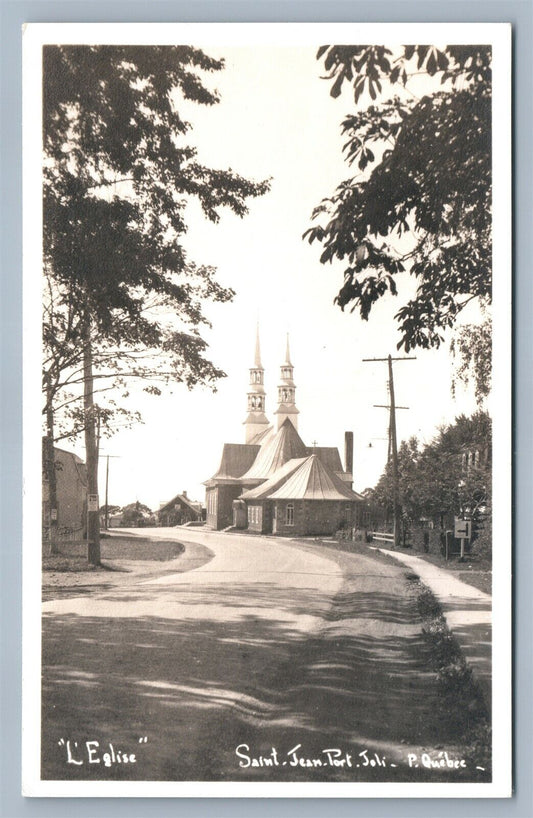 SAINT JEAN PORT JOLI QUE CANADA L'EGLISE VINTAGE REAL PHOTO POSTCARD RPPC