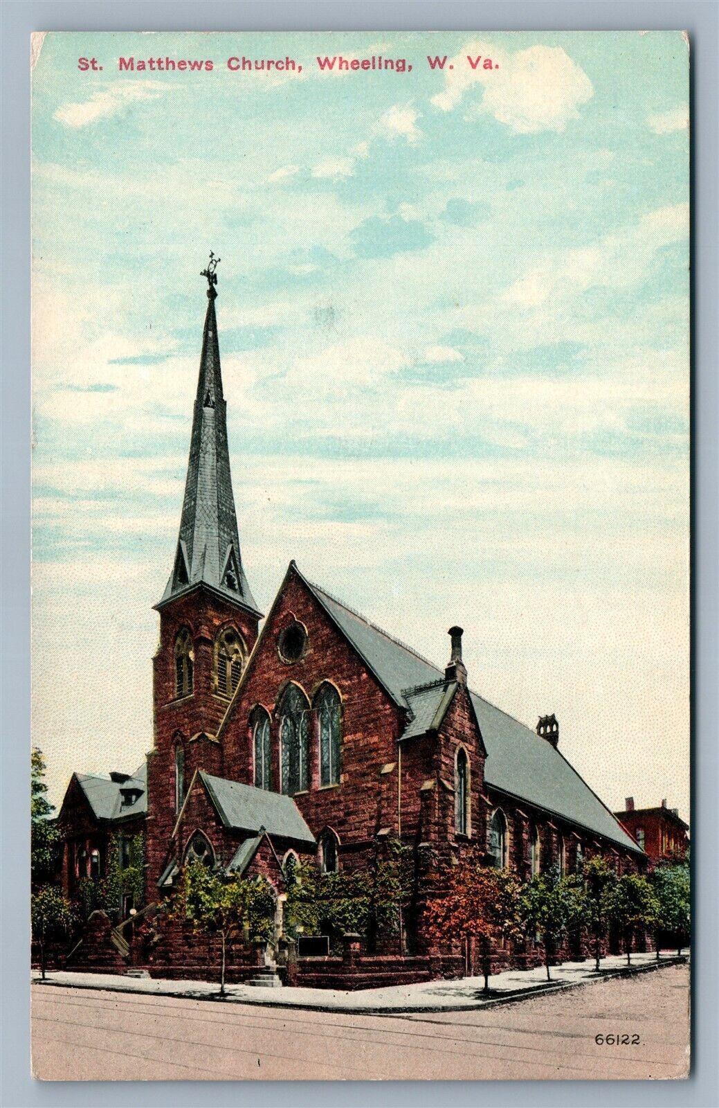 WHEELING W.Va ST.MATTHEWS CHURCH 1914 ANTIQUE POSTCARD