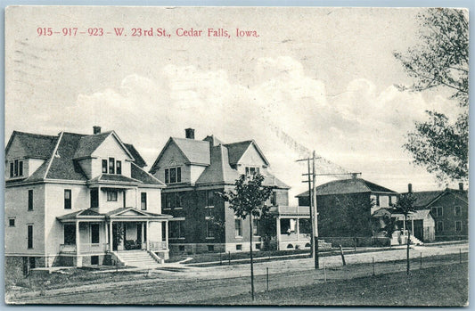 CEDAR FALLS IA 915-917-923 W. 23nd STREET ANTIQUE POSTCARD