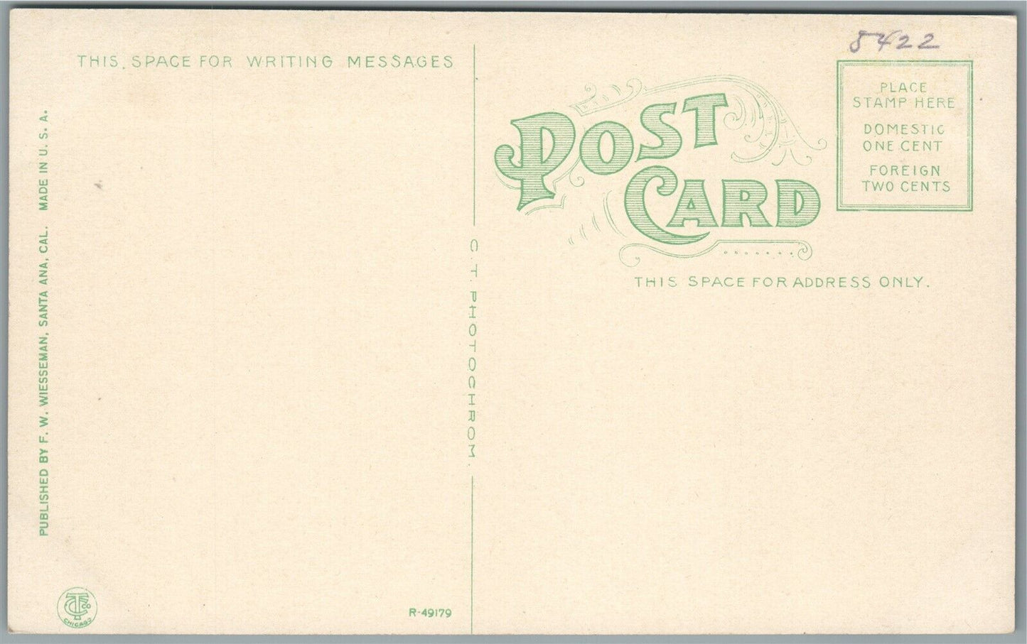 SANTA ANA CA NORTH MAIN STREET ANTIQUE POSTCARD