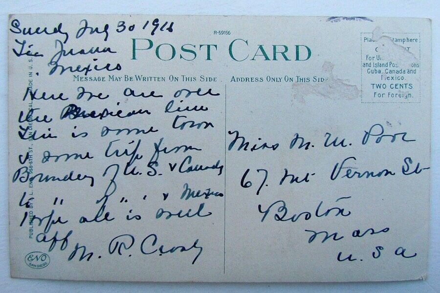 VINTAGE 1916 POSTCARD STREET SCENE SHOWING FAIR TIJUANA MEXICO
