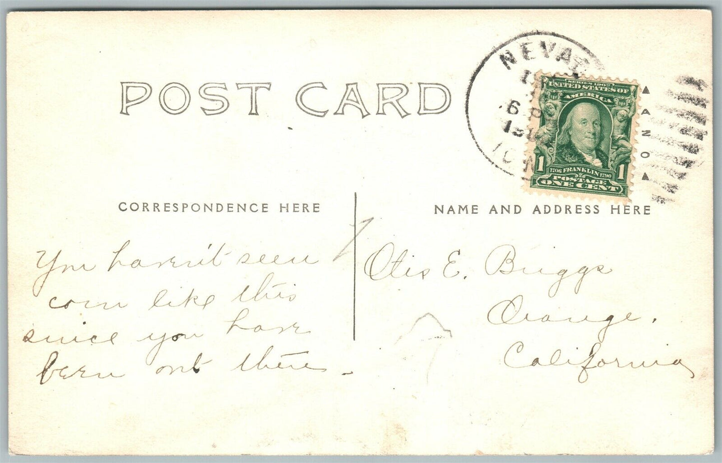 NEVADA IA EXAGGERATED CORN 1910s ANTIQUE REAL PHOTO POSTCARD RPPC