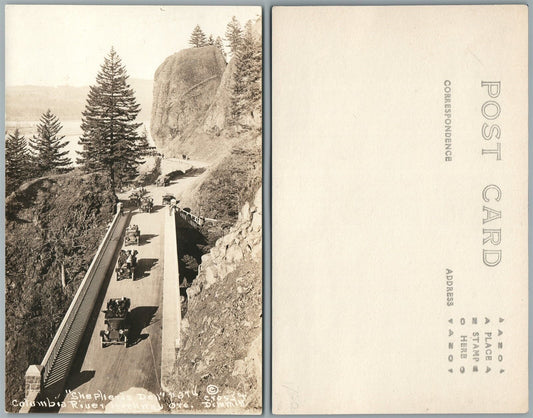 DRIVING ON COLUMBIA RIVER HIGHWAY OR ANTIQUE REAL PHOTO POSTCARD RPPC