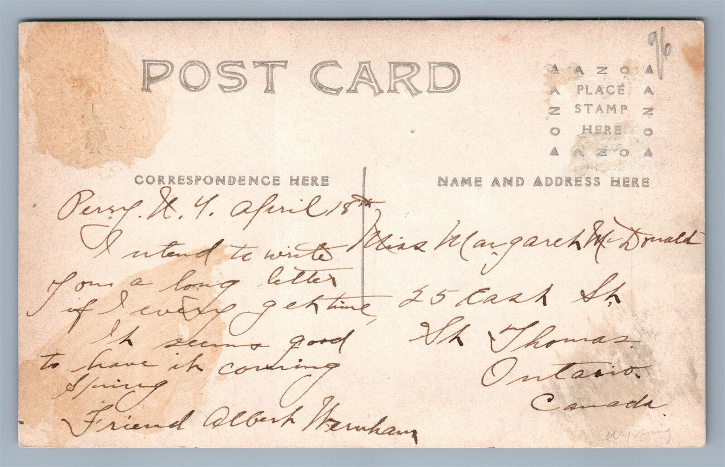 PERRY NY HIGH SCHOOL ANTIQUE REAL PHOTO POSTCARD RPPC