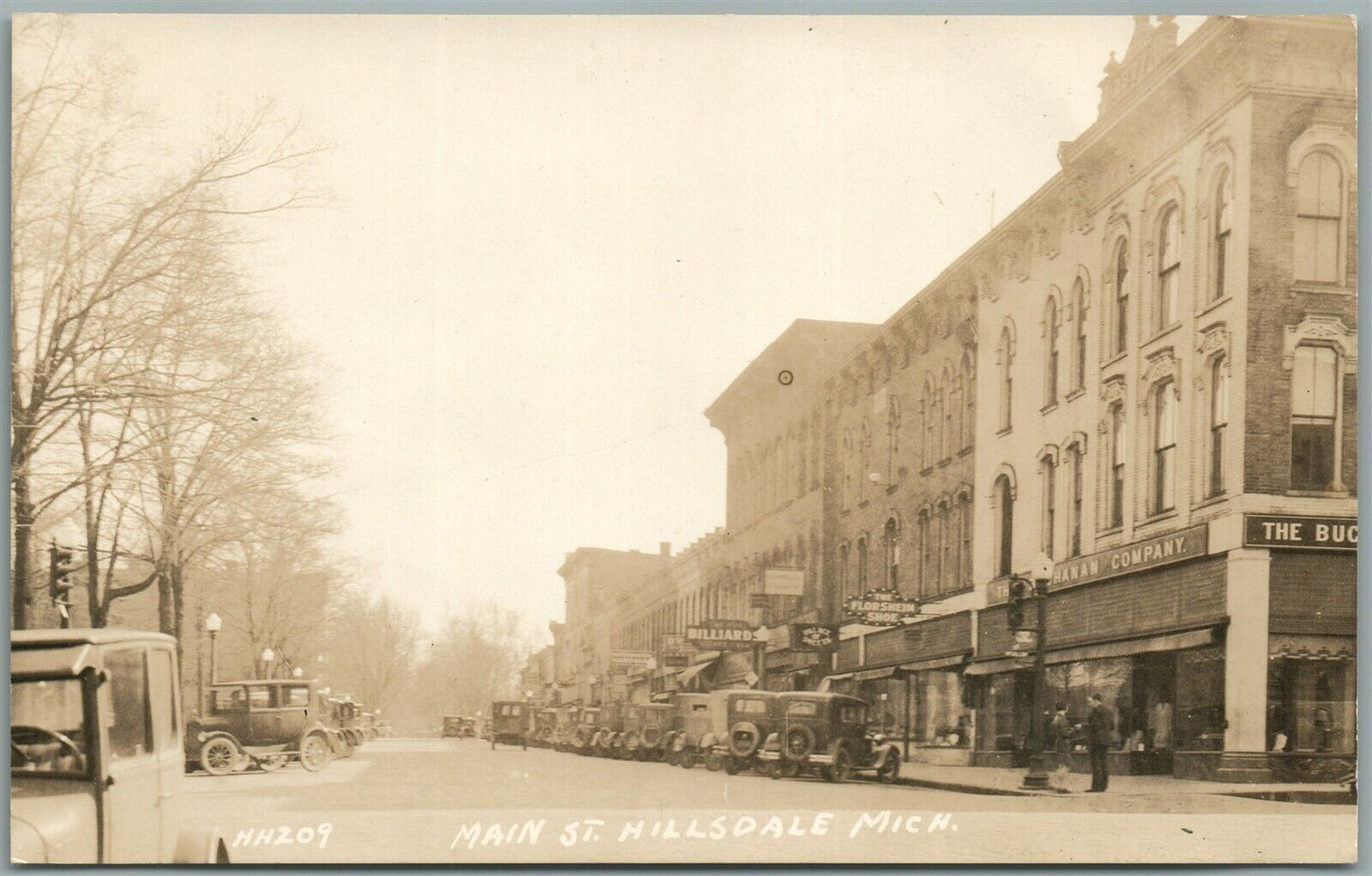 HILLSDALE MI MAIN STREET ANTIQUE REAL PHOTO POSTCARD RPPC