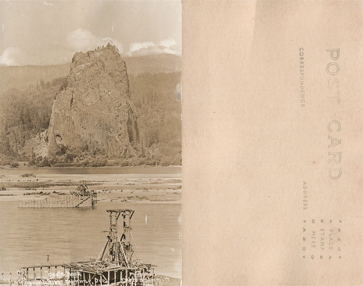 CASTLE ROCK COLUMBIA RIVER HIGHWAY OR ANTIQUE REAL PHOTO POSTCARD RPPC