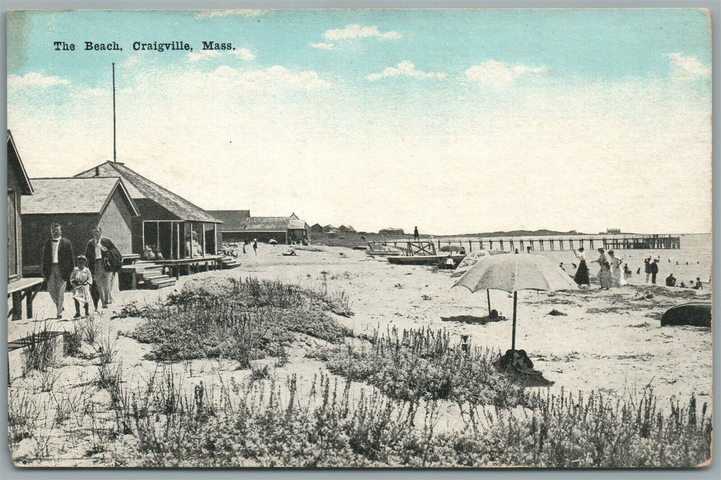 CRAIGVILLE MA THE BEACH ANTIQUE POSTCARD