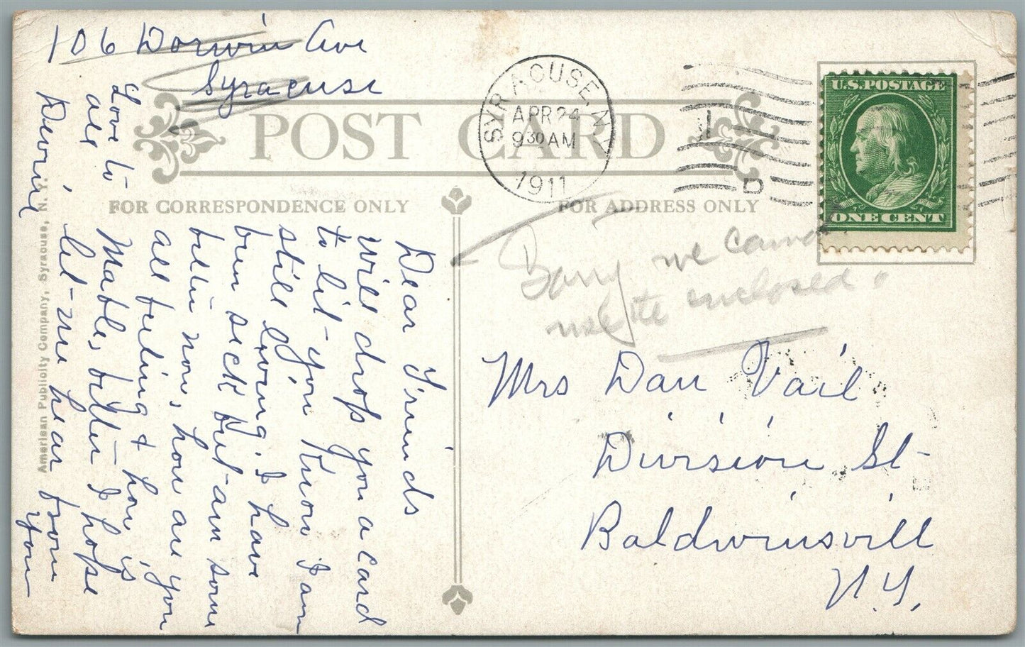 SYRACUSE NY SOUTH SALINA STREET ANTIQUE POSTCARD