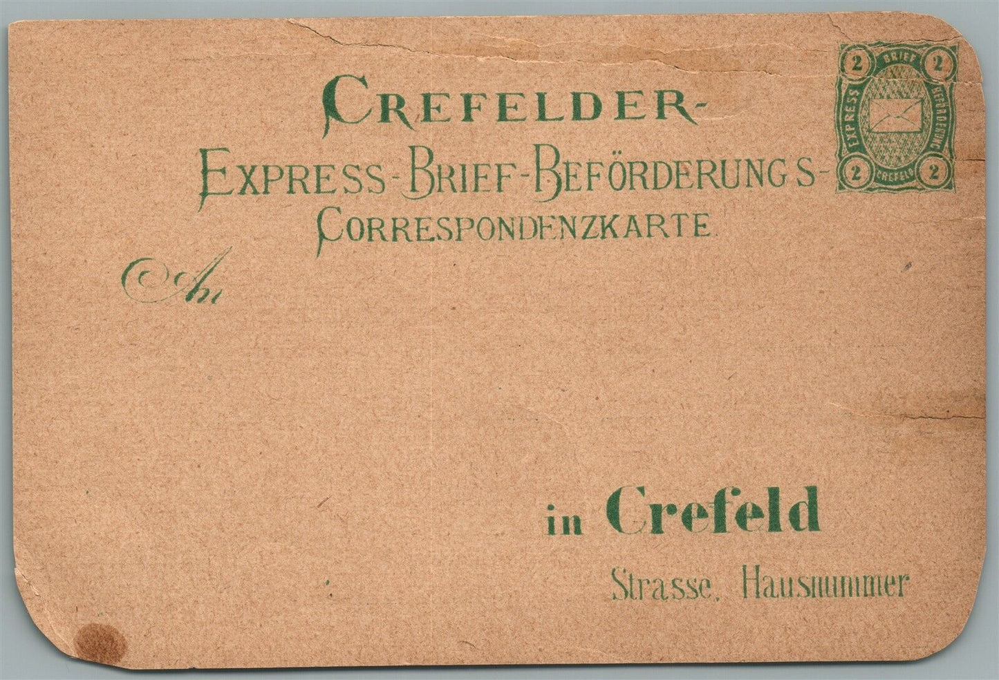 CREFELDER EXPRESS COMPANY PRIVATE POST ANTIQUE GERMAN POSTCARD