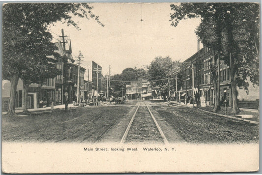 WATERLOO NY MAIN STREET ANTIQUE POSTCARD