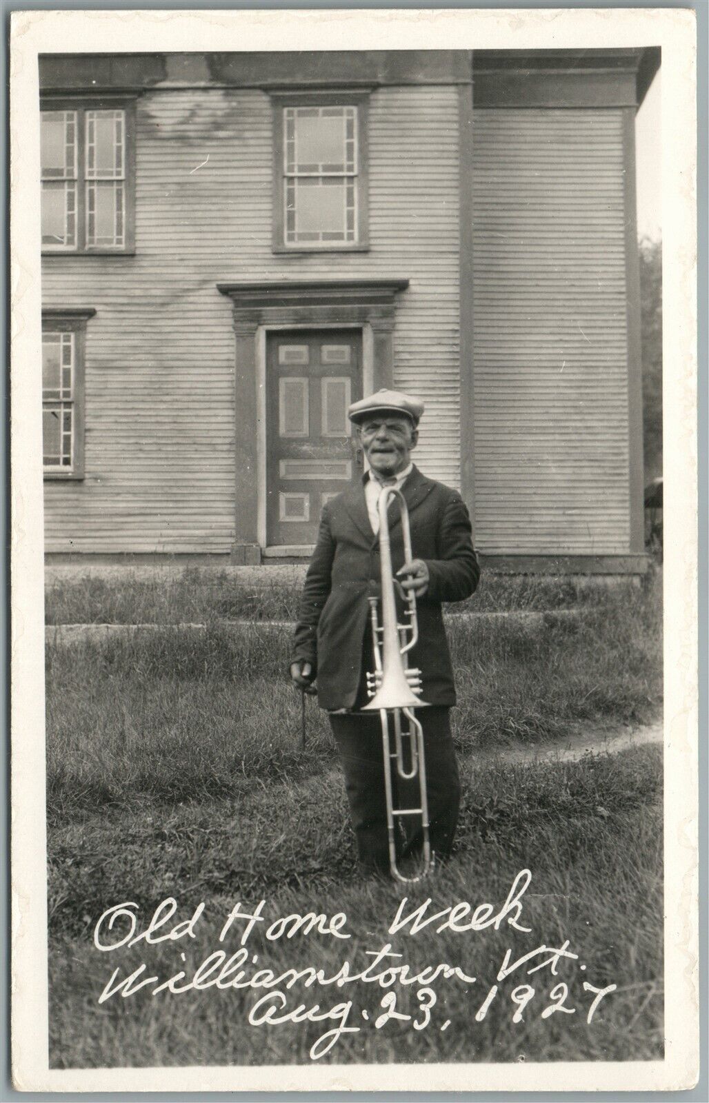 WILLIAMSTOWN VT OLD HOME WEEK MUSICIAN 1927 ANTIQUE REAL PHOTO POSTCARD RPPC