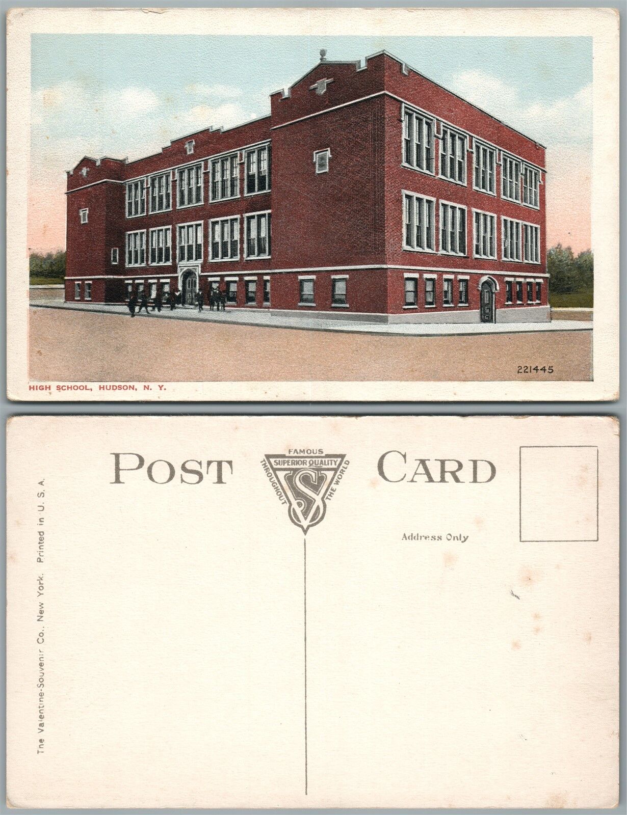 HUDSON N.Y. HIGH SCHOOL ANTIQUE POSTCARD