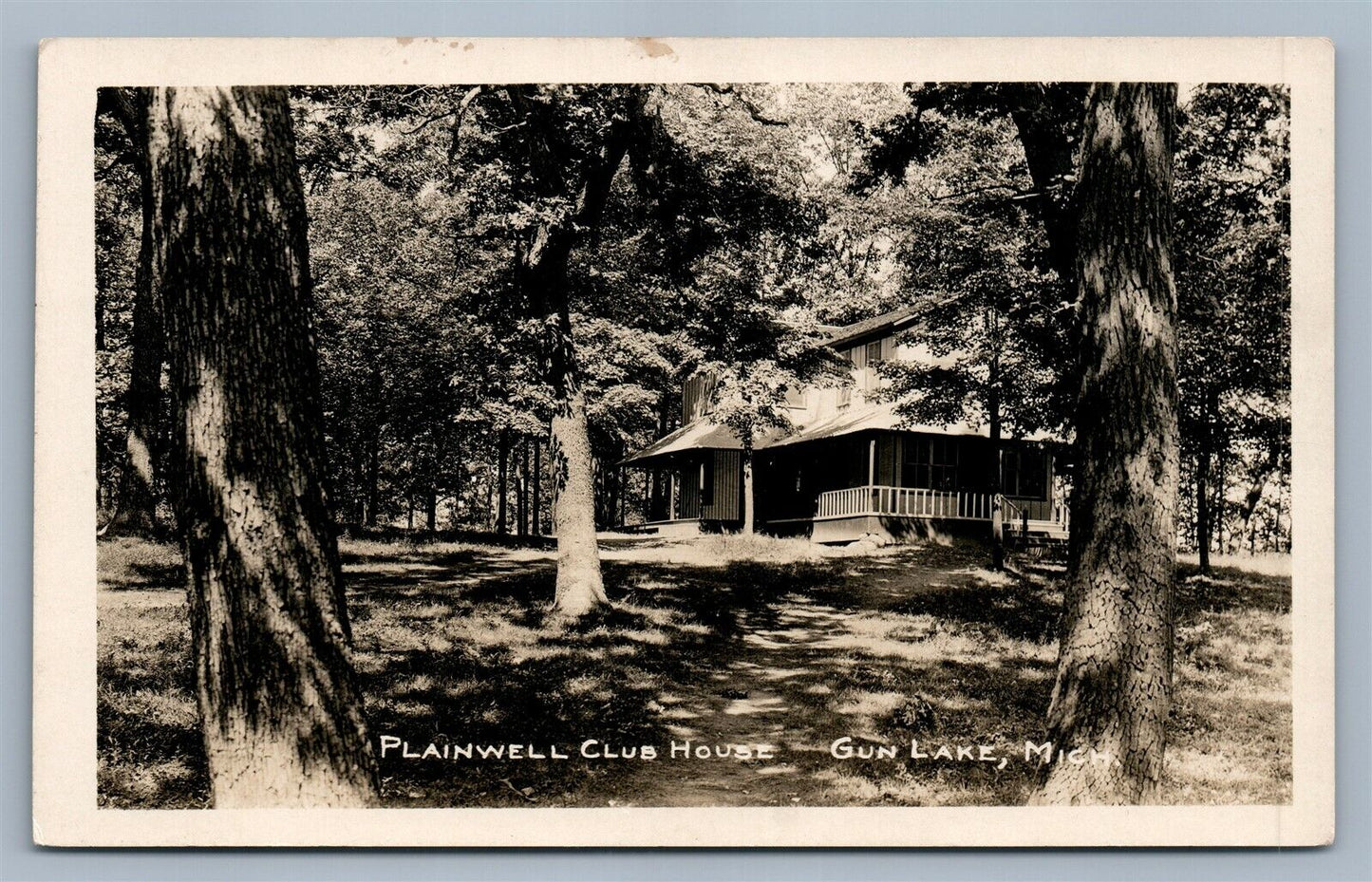 GUN LAKE MI PLAINWELL CLUB HOUSE VINTAGE REAL PHOTO POSTCARD RPPC