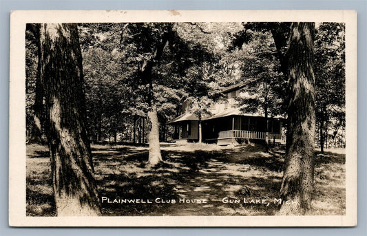 GUN LAKE MI PLAINWELL CLUB HOUSE VINTAGE REAL PHOTO POSTCARD RPPC