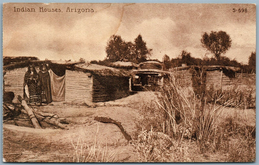 INDIAN HOUSES ARIZONA ANTIQUE POSTCARD